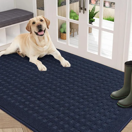 Miniatura 17 de BEQHAUSE Tapetes para puerta de 20 x 32 pulgadas, tapete antideslizante de punto gofre, de perfil bajo, resistente a la suciedad y absorbente, Beige