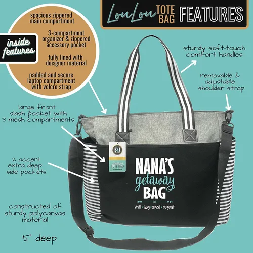 Miniatura 108 de Brooke & Jess Designs Bolso de mano para la abuela – Bolso de lona resistente con cremallera y bolsillo interior para la abuela para uso diario