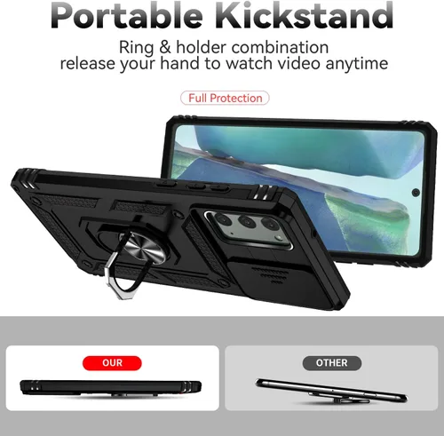 Miniatura 7 de Funda para Samsung Galaxy Note 20 con cubierta para lente de cámara, protector de pantalla HD, resistente a caídas de grado militar, soporte