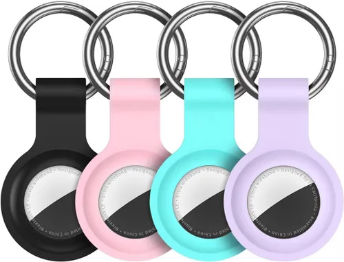 Miniatura 11 de Paquete de 4 llaveros compatibles con AirTag para AirTag de 1ª y 2ª generación, para AirTag de 1ª y 2ª generación, funda para AirTag, rastreador