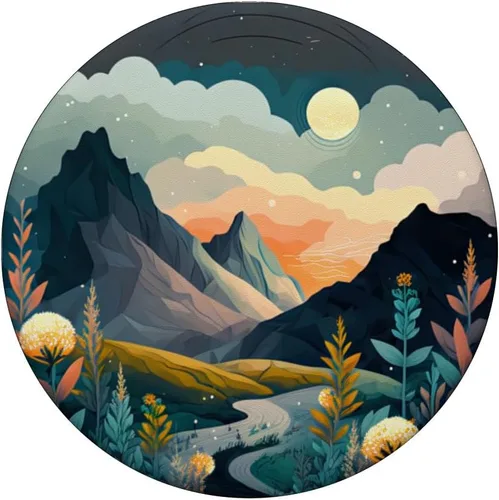 Miniatura 3 de Boho Chic Floral Moon Mountain Forest Nature Retro Flower PopSockets intercambiables PopGrip