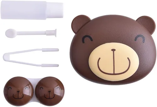 Miniatura 3 de Kit de viaje de 2 piezas de estuche para lentes de contacto de cerdo rosa, lindo oso panda portátil, soporte para lentes de contacto, contenedor