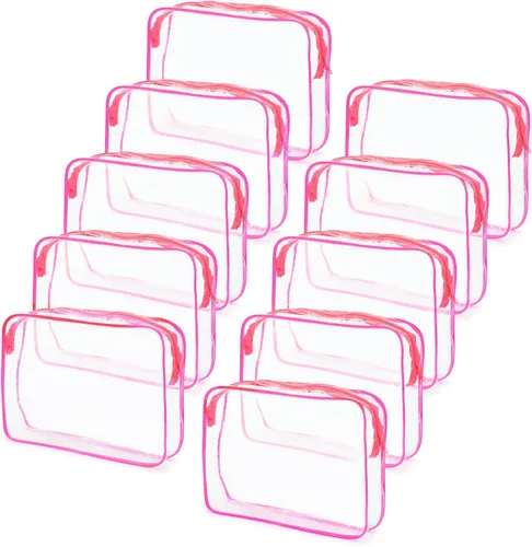 Miniatura 10 de Tbestmax 10 Piezas Bolsas de Cosméticos Transparentes Bolsas de Maquillaje Portátiles Impermeables Bolsas de Artículos de Tocador de Viaje Negro