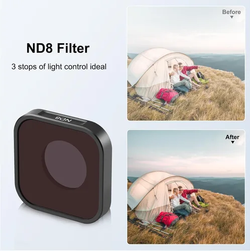 Miniatura 5 de PULUZ Filtro de lente ND8 para GoPro Hero11 / Hero11 Mini / HERO10 / HERO9 Kit de filtro de lente de densidad neutra negro lente protectora estándar