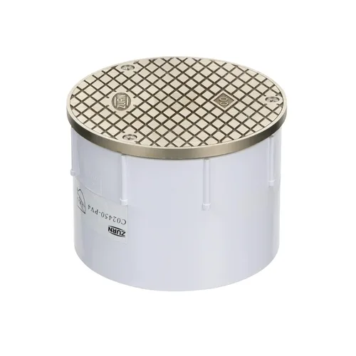 Miniatura 4 de Zurn CO2450-PV4 Drenaje de piso ajustable con limpieza, parte superior de níquel, PVC de 4", latón
