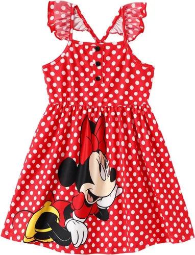 Miniatura 24 de Disney Vestido de princesa Minnie Mouse Frozen Elsa para niñas, con volantes, sin mangas, entrecruzado, ropa de verano para bebé a niño pequeño