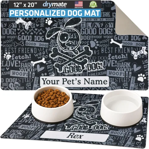 Miniatura 30 de Drymate Mantel individual personalizado para tazón de mascotas, tapete personalizado de alimentación de alimentos para perros y gatos, tela Lino