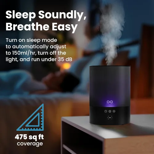 Miniatura 6 de Everlasting Comfort Humidificador de llenado superior de 2.5 litros para dormitorio, silencioso, fácil de llenar y limpiar, tiempo de funcionamiento