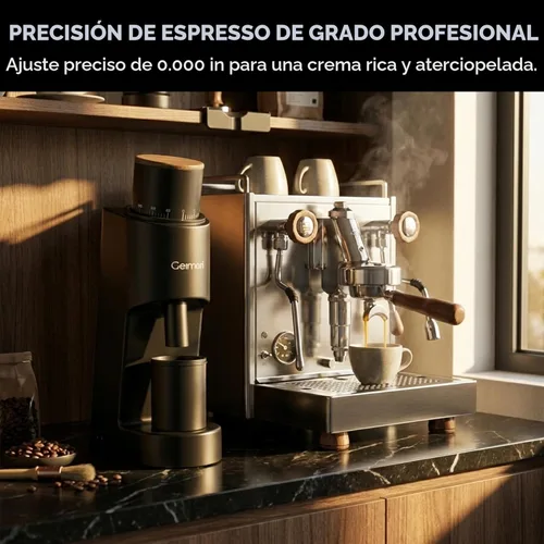 Miniatura 3 de Wirsh Geimori GU38 - Molinillo de café de dosis única, con rebaba cónica de acero inoxidable de 6 núcleos de 1.496 in, ajuste continuo de 0.000 in