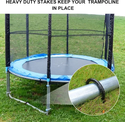 Miniatura 6 de Estacas para trampolín de alta resistencia de 12 pulgadas tipo U de seguridad, estacas de viento de acero galvanizado (4 unidades, negro)