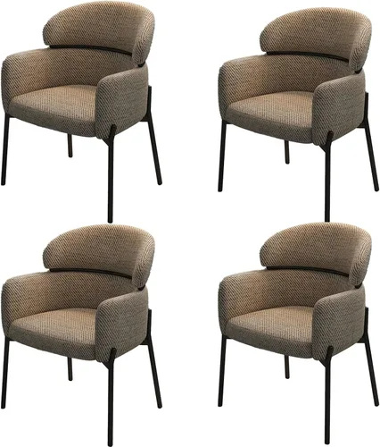 Miniatura 19 de Sillas de cocina de comedor con lino de algodón, juego de sillas de comedor con cojines, silla de sala de estar con almohadilla antideslizante