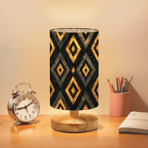 Lámpara de mesa de noche, vibrante tono tierra, estilo africano, acuarela, lienzo regulable con pantalla de tela de lino, base de madera, mesita de