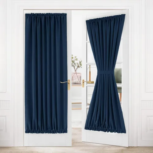 Miniatura 109 de DWCN Cortinas para puerta francesa: cortina térmica con bolsillo para barra para puertas con ventana de vidrio, puertas de cocina y patio