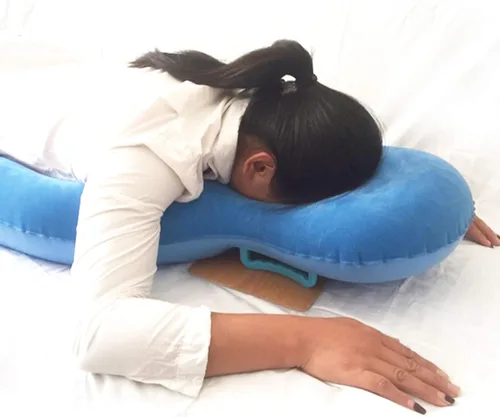 Miniatura 2 de Almohada de apoyo de hombro para la cabeza, almohada para dormir boca abajo, cojín inflable multifuncional para dormir, retina, acostado