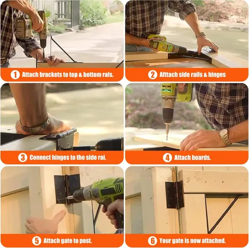 Miniatura 4 de Mofeez Kit de soporte de esquina para puerta, sin hundimiento, para puertas de cobertizo, puertas de entrada, puertas de corral, ventanas de madera