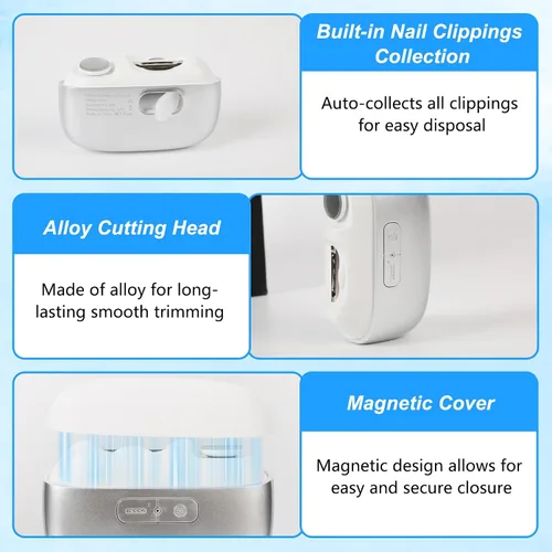 Miniatura 3 de Cortaúñas eléctrico, recortador de uñas automático 3 en 1 con pulido y luz LED, almacenamiento de restos de uñas, cortaúñas inteligente portátil