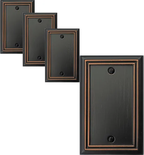 OKAWYC Placa de pared de metal Adler con cubierta de interruptor de luz en blanco, paquete de 4 unidades de bronce envejecido de 1 banda, cubierta