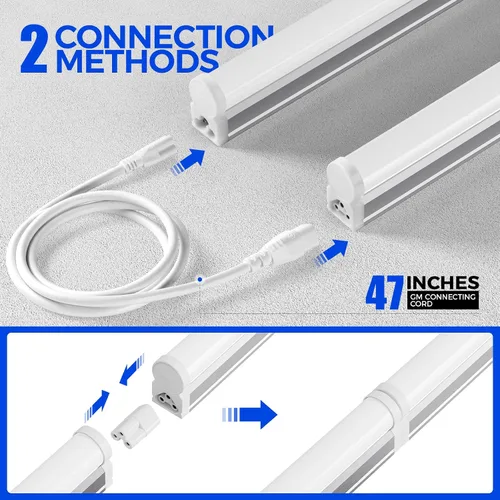Miniatura 5 de Barrina Luz LED para tienda de 4 pies, 2200 lm, 4000 K blanco frío, accesorio LED T5, luces de tienda enlazables, luz de techo y debajo