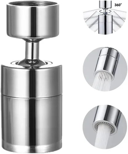 Miniatura 8 de Aireador de grifo giratorio de 360 grados, doble función de ahorro de agua de ángulo grande de 2 flujos, con pieza de repuesto de grifo de junta