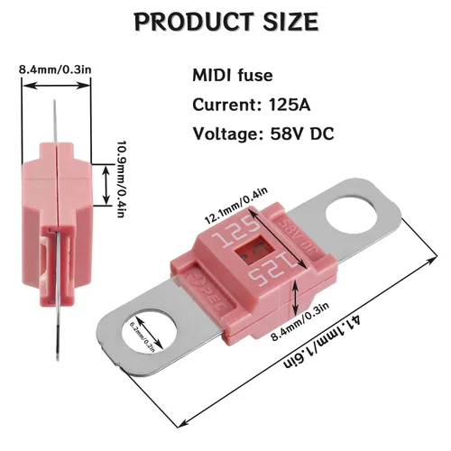 Miniatura 2 de Fusible AMI/Midi 125A Fusible de alta corriente atornillado 125 amperios para automóviles, autobuses, camiones, caravanas, vehículos de construcción