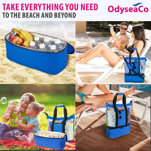Miniatura 6 de Odyseaco Bolsa de playa impermeable con hielera Bolsas de playa para mujer Vacaciones Beach Essentials Bolsa de piscina y bolsa de playa de malla