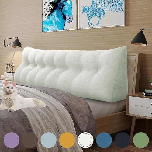 Miniatura 39 de Almohada de cuña gruesa de 14 libras tamaño King para cabecero, posicionador de cuerpo, almohada de lectura triangular para sentarse en la cama