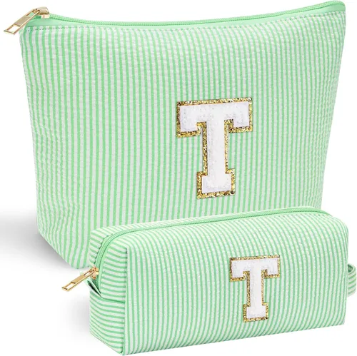 Miniatura 86 de YOOLIFE Regalos del Día de la Madre para mujeres, bolsa de maquillaje con inicial, bolsa de cosméticos, bolsa de maquillaje de viaje, regalos Rosado