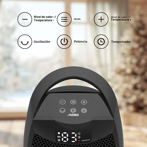 Miniatura 2 de Calentadores eléctricos portátiles para uso en interiores – JNDRO 1500W PTC Calentador de espacio de cerámica con termostato y control remoto