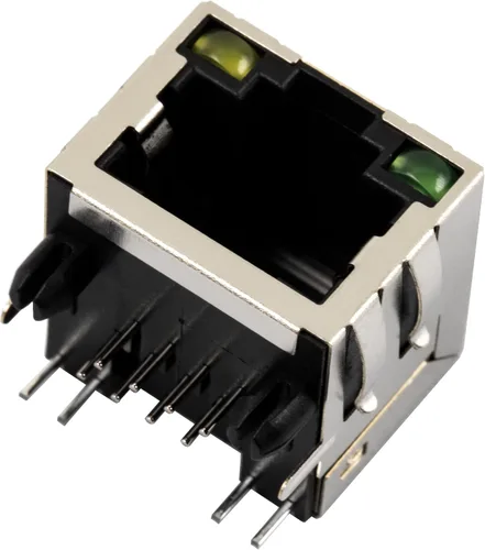 Miniatura 4 de Red Ethernet blindado RJ45 con luces LED 8P8C hembra conectores de enchufe 8pin montaje en PCB para cable Ethernet Cat5, Cat5e, Cat6