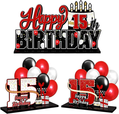 Miniatura 39 de LINGTEER Feliz 10º Cumpleaños Juego de Centros de Mesa de Acrílico Azul para Mesa - Brindemos por Diez Años Decoraciones de Regalo de Fiesta de 10º