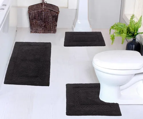 Miniatura 62 de Home Weavers Classy - Juego de alfombras de baño 100 % algodón, decoración de baño, lavable, extrasuave y absorbente, tapete de cocina, juego de Aqua