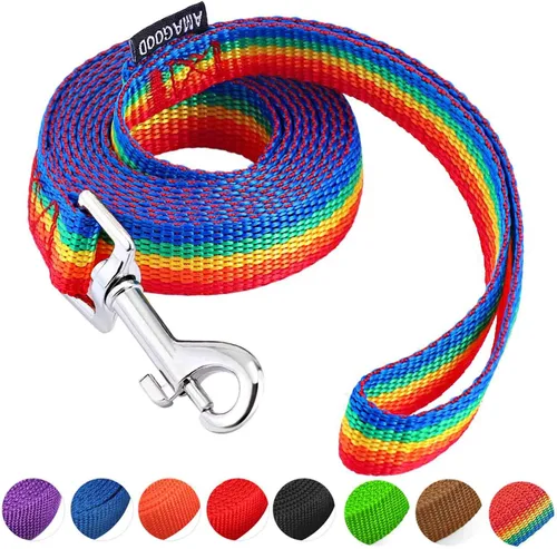 Miniatura 60 de AMAGOOD 6 pies de correas para cachorros/perros, correa de estilo tradicional resistente con gancho de cuello fácil de usar, correa para perros Negro