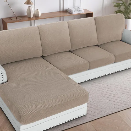 Miniatura 32 de H.VERSAILTEX Fundas para sofá seccional, 4 piezas, fundas de cojín de asiento de sofá en forma de L, fundas de cojín separadas para chaise longue