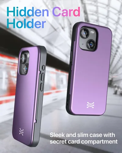 Miniatura 24 de TORU CX Slim - Funda tipo cartera para iPhone 15, funda protectora a prueba de golpes resistente con tarjetero oculto y ranura para tarjetas, espejo