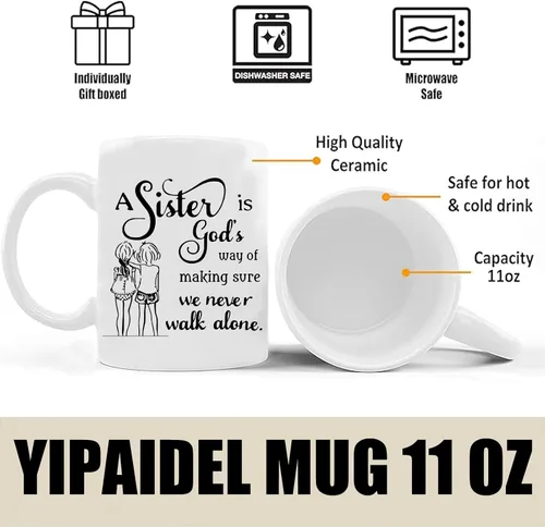 Miniatura 2 de Taza de café divertida de 11 onzas para regalar a la hermana, taza de té de cerámica para mujeres, regalo perfecto para el día de la madre, Navidad