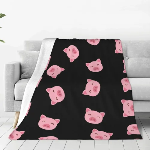 Miniatura 2 de SARA NELL Manta de cerdo rosa, bonita manta de franela con cara de cerdo de dibujos animados, súper suave, acogedora, esponjosa, cálida, para sofá
