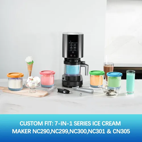 Miniatura 2 de DENEBORE para Ninja Creami - Pintas y tapas, paquete de 4, 16OZ Compatible con máquinas para hacer helados NC299AMZ y NC300s de la serie, Vasos
