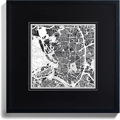 Miniatura 4 de O3 Design Studio Mapa de corte de papel Madrid negro mate de 20 x 20 pulgadas