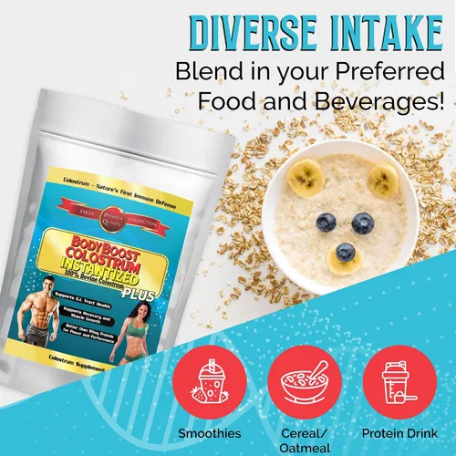 Miniatura 7 de BodyBoost Calostro instantáneo, 100% calostro bovino, suplemento de refuerzo inmunológico con inmunoglobulina y lactoferrina, súper alimento