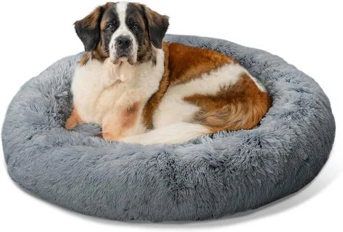 Miniatura 27 de Best Friends by Sheri - The Original Calming Donut - Cama calmante en forma de dona para perros y gatos - Pelo largo, gris escarcha, S, 23 x 23