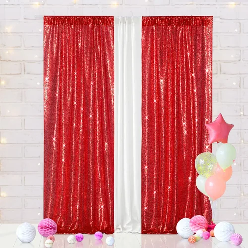 Miniatura 45 de Eternal Beauty Cortinas de fondo de lentejuelas rosadas, 2 paneles de 2 x 8 pies para San Valentín, Navidad, fiesta, cumpleaños, fotografía, boda