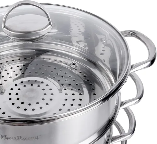Miniatura 7 de Olla de vapor de acero inoxidable de 3 niveles con tapa, olla de vapor para cocinar (3 niveles), olla de cocina de múltiples capas, sartén de cocina