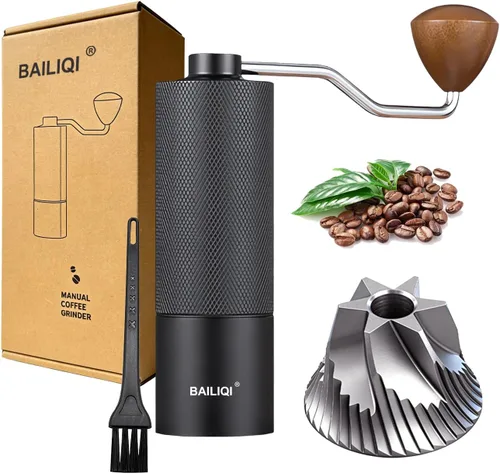 Molinillo de café manual con sistema de doble rodamiento, molinillo de café manual de capacidad de 0.88 oz, molinillo de café manual de acero