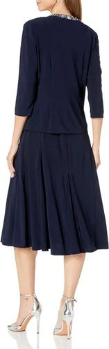 Miniatura 2 de Alex Evenings Vestido tipo chaqueta de 2 piezas para mujer con ribete de lentejuelas