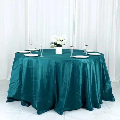 Miniatura 39 de Tableclothsfactory Mantel rectangular de tafetán arrugado de acordeón azul polvoriento, de 60 x 102 pulgadas, perfecto para ceremonias de boda