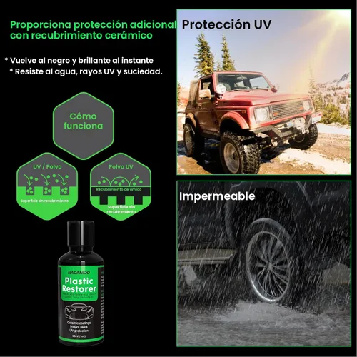 Miniatura 4 de NADAMOO Restaurador de plástico para automóviles – Back to Black Ceramic Trim Restorer – Kit de bricolaje automotriz para plástico exterior e