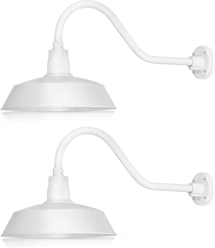 Miniatura 42 de 14 pulgadas. RLM Warehouse - Pantalla con brazo de cuello de cisne y bombilla Led A19 5000K de 9W Galvanizado (paquete de 1)