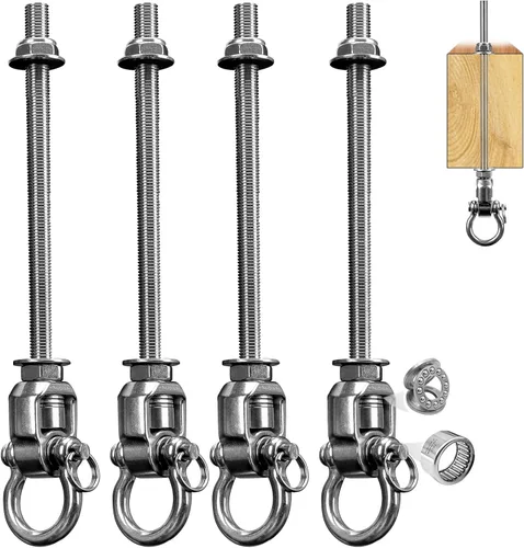 Miniatura 12 de 2 soportes permanentes antióxido resistentes, 1500 libras, accesorios de columpio de 180°, para hamaca de yoga, silla de arena, accesorios
