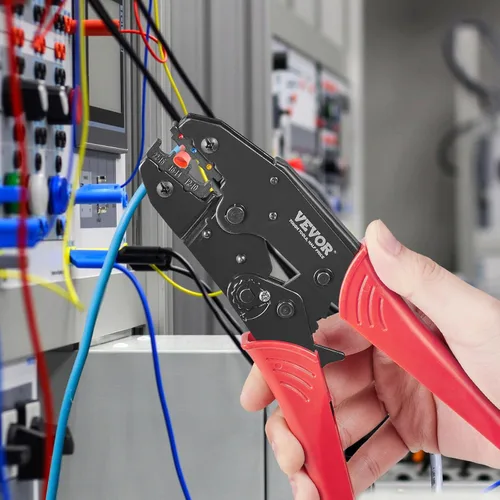 Miniatura 8 de VEVOR Herramienta de prensado para conectores eléctricos aislados AWG22-10 Engarzadora de terminales de nailon y termorretráctil, alicates