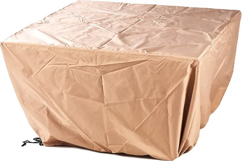 Miniatura 9 de Mesa cuadrada de aluminio para fogata de propano de 42 x 42 pulgadas con cuentas de vidrio, dos tapas, tapa, 57,000 BTU en acabado blanco Gris